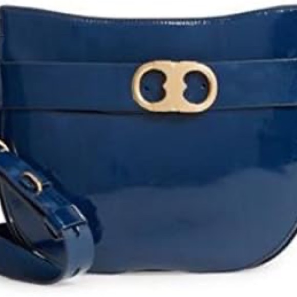 Tory Burch GEMINI LINK PATENT CROSS-BODY Midnight Swim Patent Leather - Picture 1 of 10